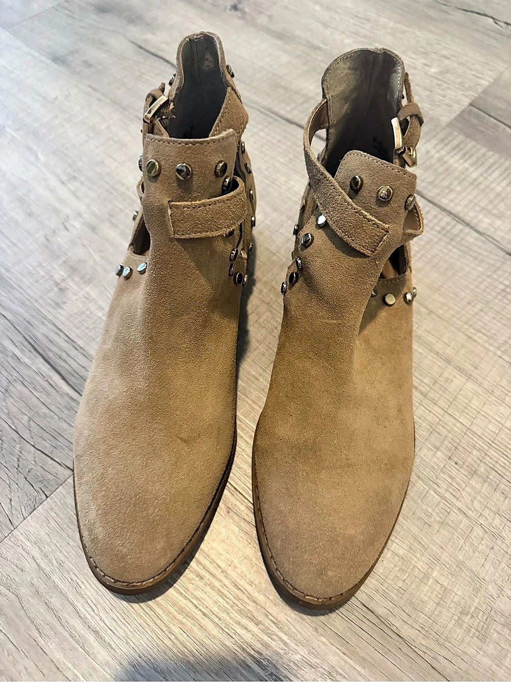 Studded Ankle Boots in Brown